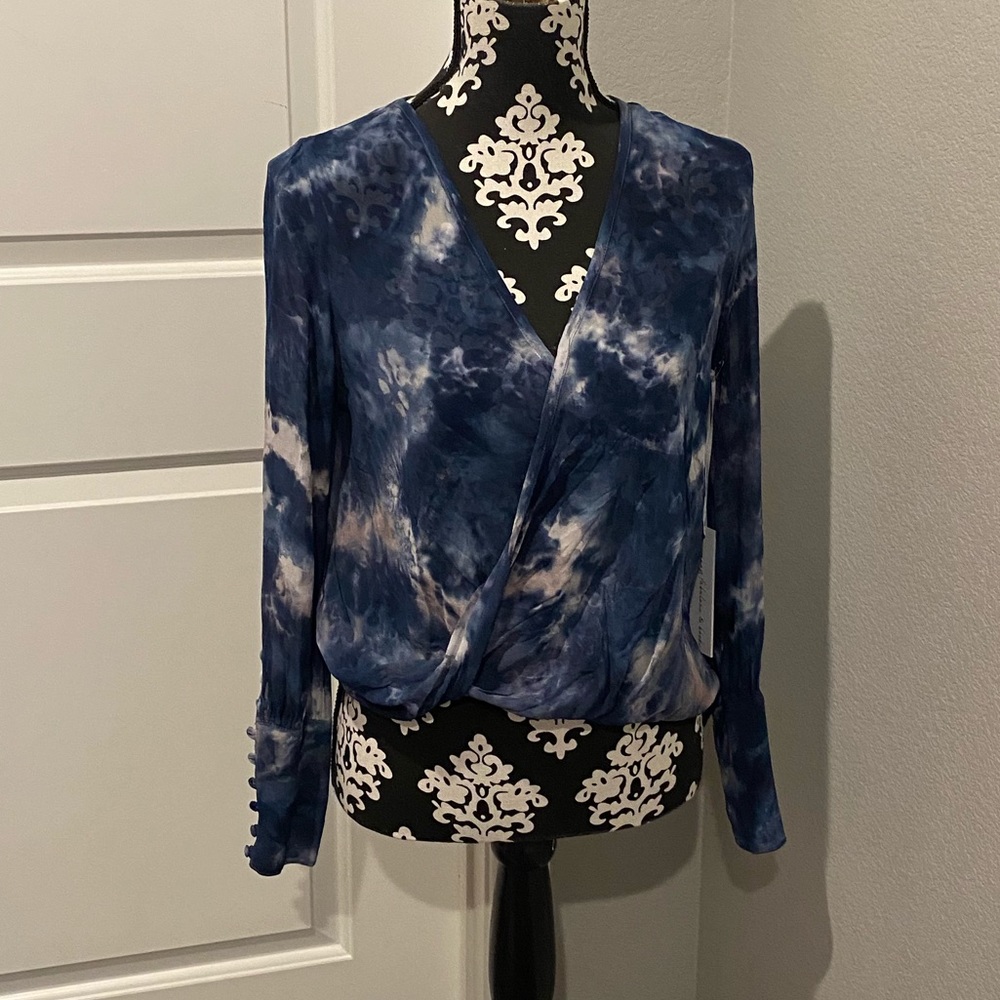 Young Broke & Fabulous tye dye chiffon blouse NWT